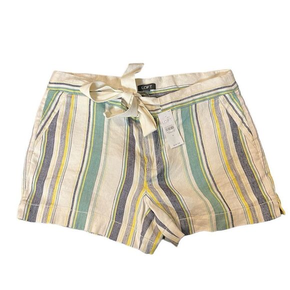 NWT Loft Striped Soft Linen Blend Shorts for Summer Spring Beach 3” size 4 - Picture 1 of 9